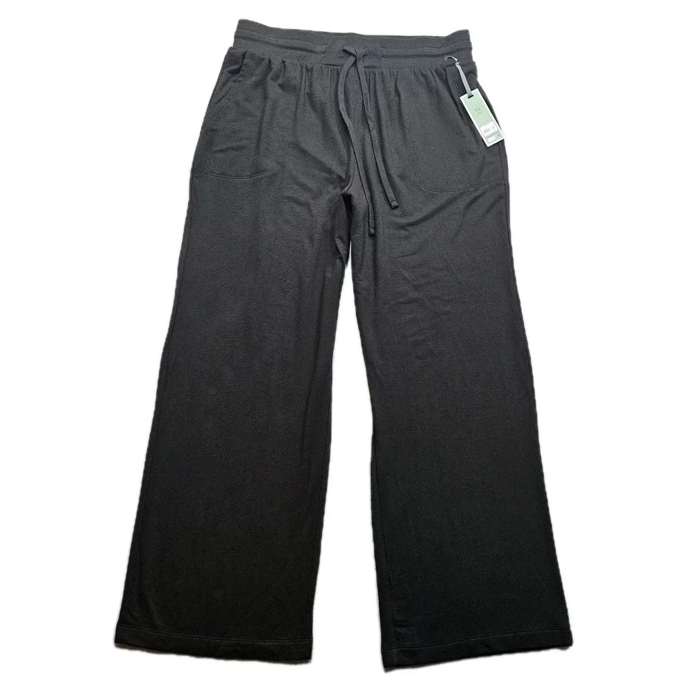 Terra & Sky Knit Wide Leg Pants Women Plus 0X (14W) Black Soft Comfort New 32x29